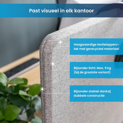 Ergotopia Akoestische Scheidingswand voor Bureau (120 x 80 x 2,8 cm), Verstelbare Zichtbescherming voor Kantoor | Focus Bureauscheidingswand in Grijs, Geluidswerende Ruimteverdeler met Klemmen