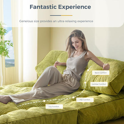 MAXYOYO Folding Sofa Bed, Convertible Sleeping Chair with Pillow, Mattress with Back Support, Portable Chair Bed, Comfortable Lounge for Living Room, Bedroom, Green, Double