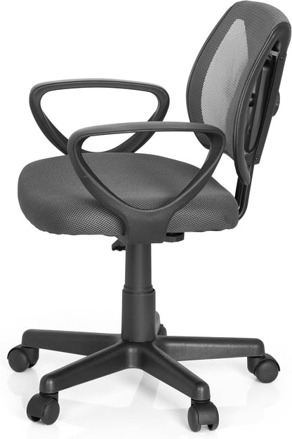 hjh OFFICE 725102 kinder- en jeugddraaistoel KIDDY CD netstof grijs bureaustoel met rugleuning in hoogte verstelbaar