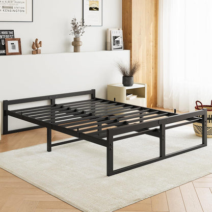 Kingsize Metalen Bed Frame Platform met Matrasbasis 27cm Onderbed Opslag Stalen Ondersteuning Geluidsbestendig 150x200cm