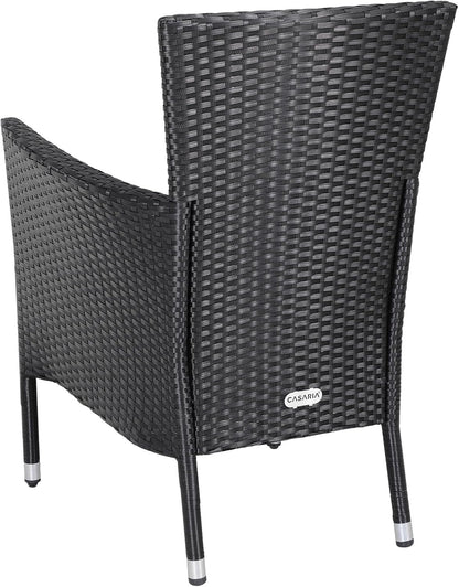 CASARIA Garden Chairs Set Stackable Poly Rattan Weatherproof Stacking Chair Outdoor Adjustable 160kg Load Capacity Garden Patio Balcony Armchair Chair, Mixing: - QUORE