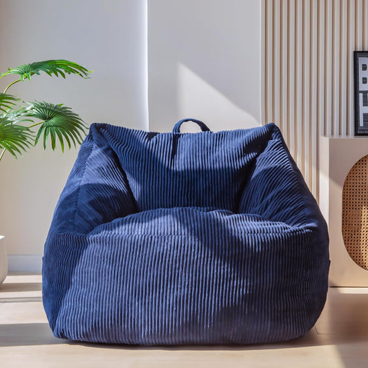 MAXYOYO Bean bag for adults, Corduroy bean bag with foam padding included, Lazy chair in the living room with handle for gaming, reading and relaxing
