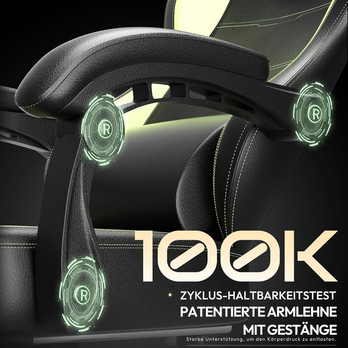 Dowinx Gaming Chair, Racing Gamer Chair, Ergonomic Gaming Chair with Lumbar Support, Gaming Chair, PU Leather, PC Chair, Widened Backrest, 150kg, Green - QUORE
