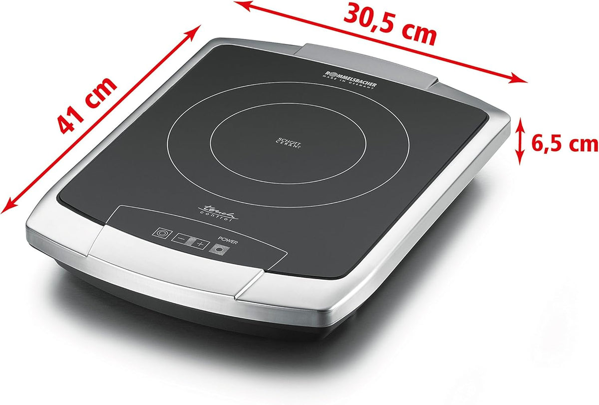 Enkele Kookplaat – Elektrische Kookplaat – Kookplaat Glaskeramisch – Kookplaat HiLight – Koken – Geborsteld RVS – Twee Cirkel Verwarming – 2200 Watt – Touch Bediening