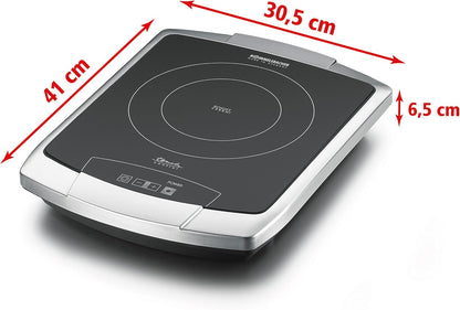 Enkele Kookplaat – Elektrische Kookplaat – Kookplaat Glaskeramisch – Kookplaat HiLight – Koken – Geborsteld RVS – Twee Cirkel Verwarming – 2200 Watt – Touch Bediening