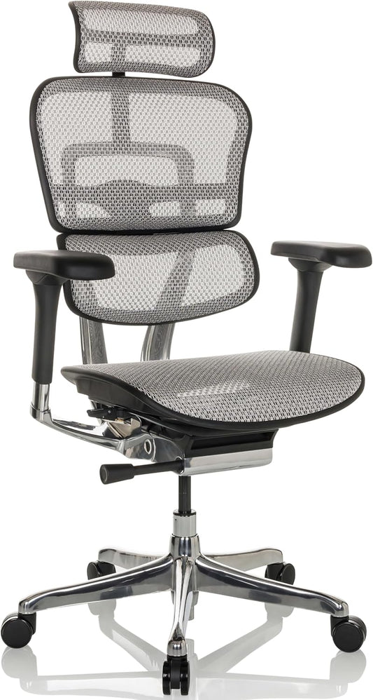 hjh OFFICE Ergonomische ergonomische Ergohuman, bureaustoel met flexibele lendensteun, Gen 2, netgrijs