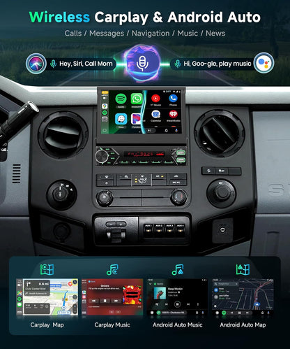 1 DIN DAB+ autoradio met 7-inch gemotoriseerd touchscreen, draadloze CarPlay & Android Auto, Podofo autoradio met Bluetooth, USB-C, Mirror Link en achteruitrijcamera