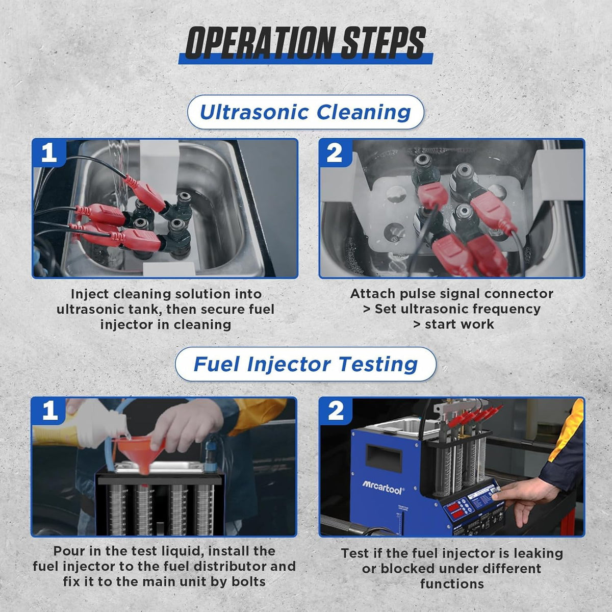 Ultrasone Brandstofinjector Reiniger – Injector Tester – Injector Cleaner – Brandstofinjector Tester – Injector Cleaner 4 Cilinder – 40°C Verwarmingsfunctie – 9 Testmodi