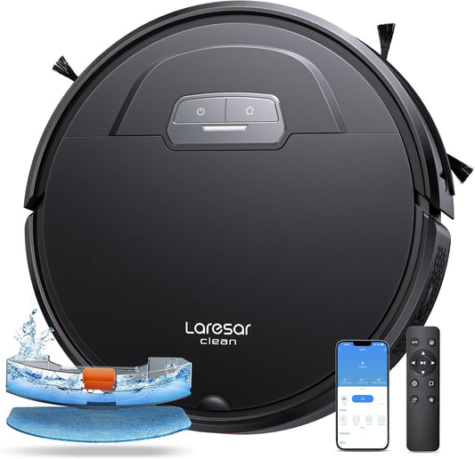 Laresar Clean Stofzuigerrobot, 4500 Pa stofzuigerrobot, automatische reiniging, 3-in-1, lange batterijduur, compatibel met Alexa/WLAN/app, voor dierenharen, vloer (Evol 3)