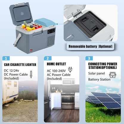 Alpicool LGMP8 8L Mini koelkast compressor Auto Koelkast, draagbare elektrische Autokoelkast 12/24V DC en 100-240V AC voor auto, vrachtwagen, camping(Batterij niet meegeleverd)