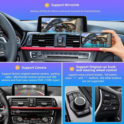Draadloze CarPlay Android Auto Interface – CarPlay Retrofit Kit – BMW NBT Upgrade – Decoderbox Voor Auto – MirrorLink Ondersteuning – Draadloos & Bekabeld Gebruik – Stuurwielbediening & Camera Support