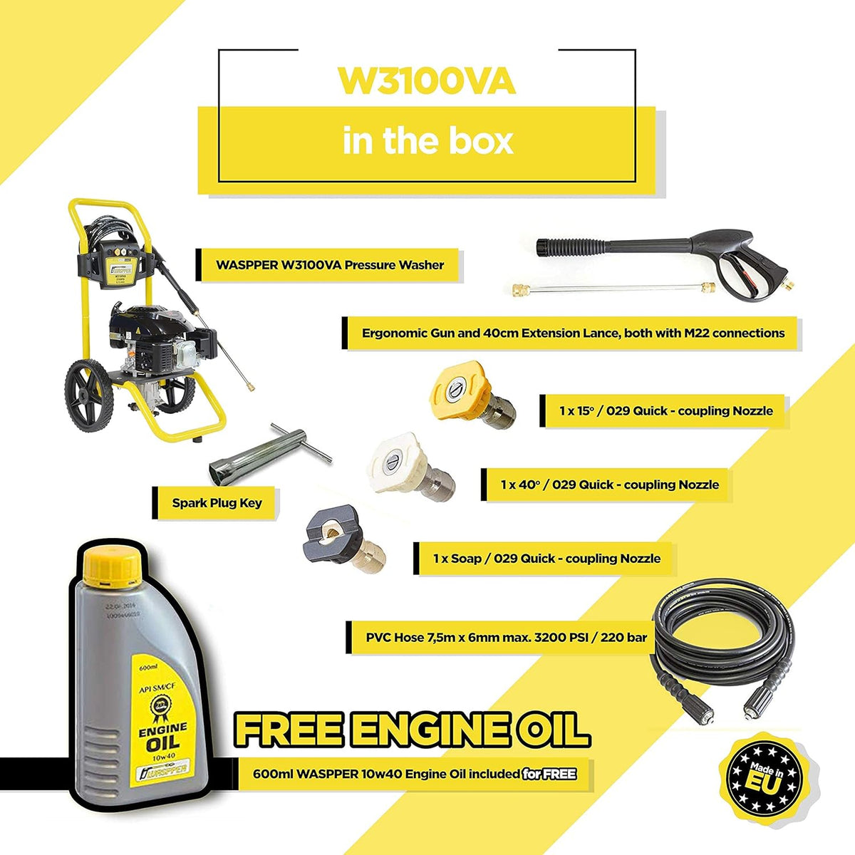 Hogedrukreiniger Benzine – Drukspuit – Karcher Alternatief – Benzine Pressure Washer – Benzine Reingier – 213 Bar – 173cc Motor