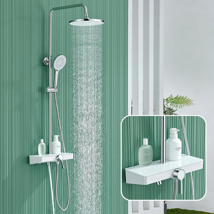 Douche Systeem – Doucheset – Regendouche – Handdouche – Douchekop – Glazen Plank – Eén Knop Bediening – Drie Instelbare Straalsoorten