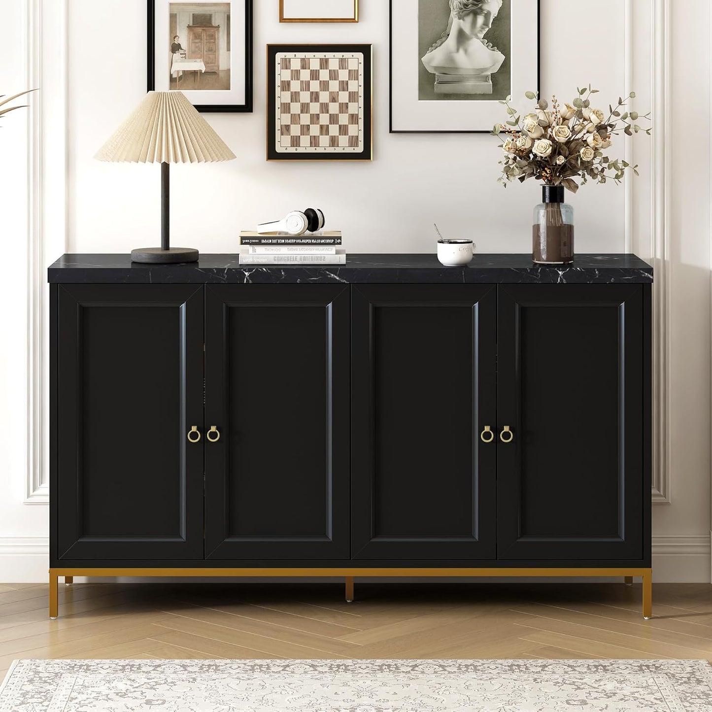 Kast - Dressoir - Boekenkast - Woonkamer - Opbergruimte - Modern - 78,20 cm x 39,80 cm x 140 cm - Zwart