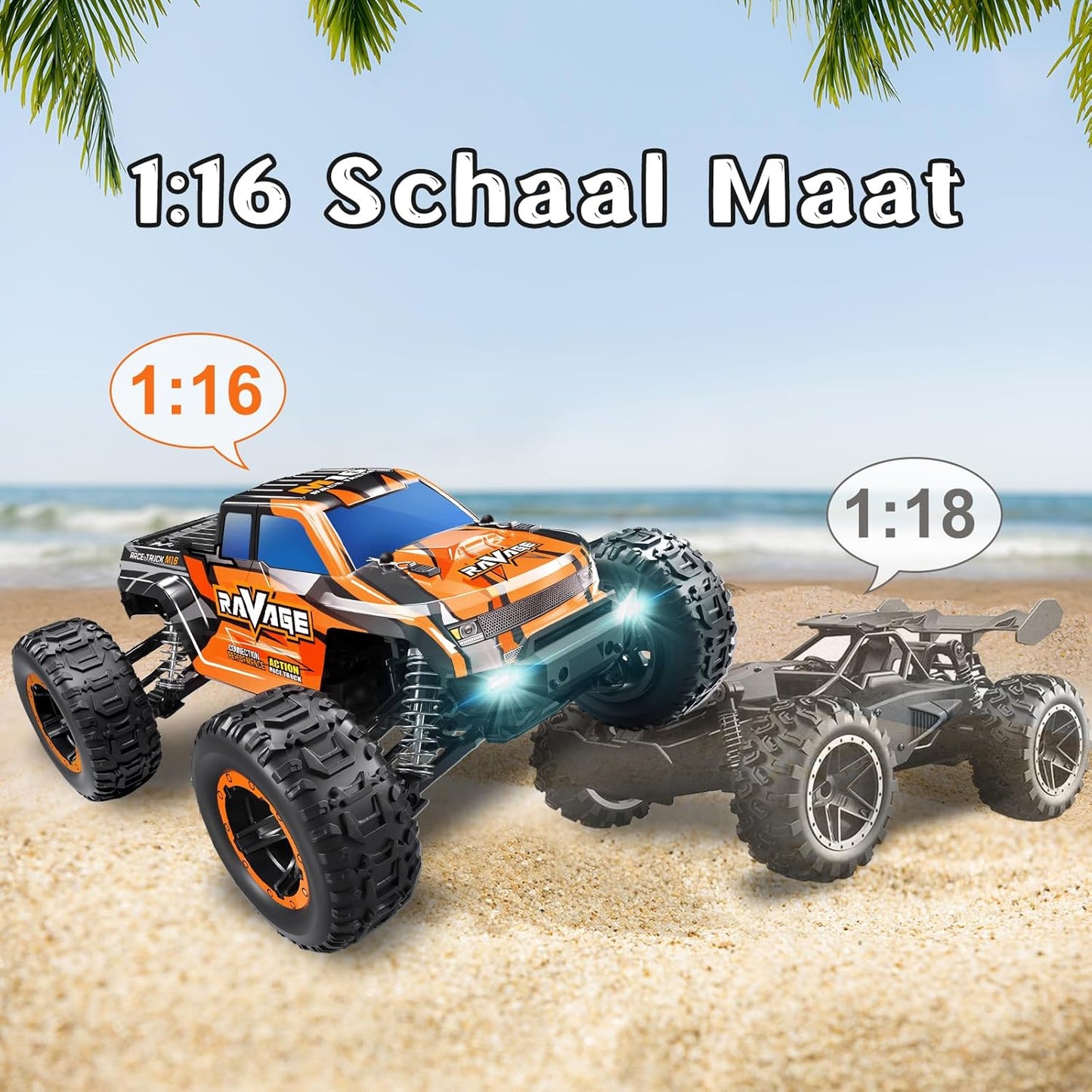 Loolinn | RC Auto - Hobby Klasse, Vrij Duurzaam, Schaal 1:16, Topsnelheid 30 km/h, Verstelbare Snelheid, Klaar voor Gebruik - Bestuurbare Auto voor Volwassen en Kinderen (Cadeau-idee)