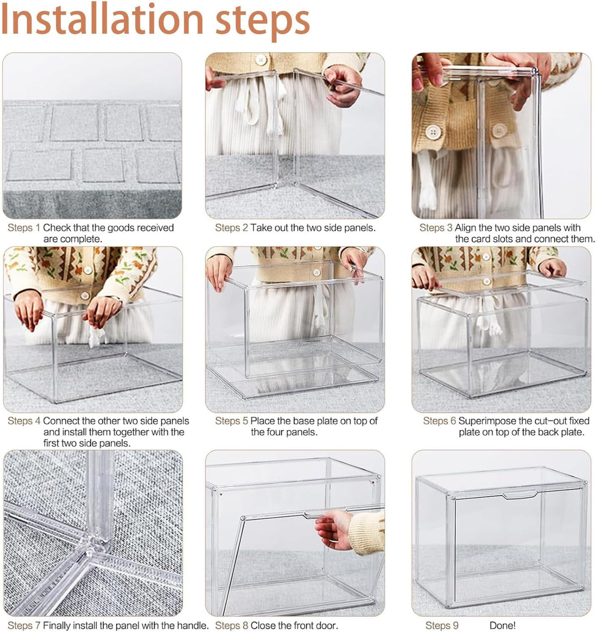 Tentoonstellingsvitrine van acryl met deur voor verzamelvitrines, vitrine, plexiglas, voor handtas, figuren, Funko Pop, zelfmontage (6, 36 x 27 x 27 cm)