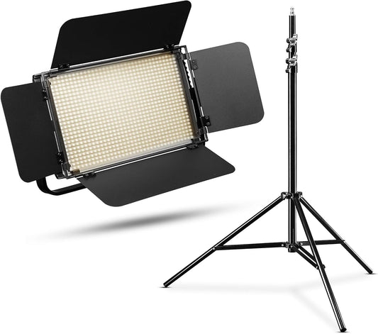 LED-vlaklamp Met Lampstatief – Videolamp – Fotolicht – Studiolicht – Continu Licht – 54W – Traploos Dimbaar 3200-5600K