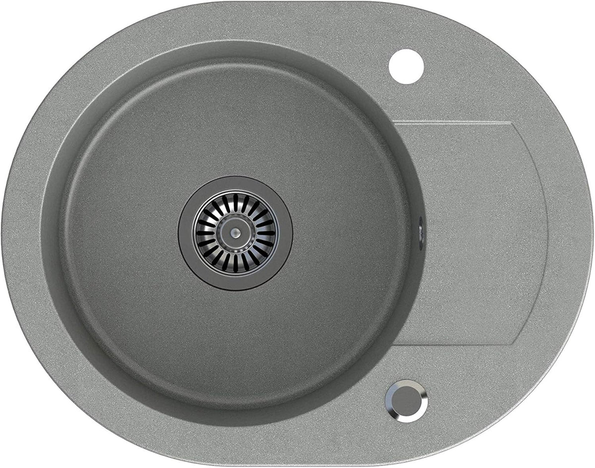 Quadron Johny 216 granieten spoelbak, inbouwspoelbak met kraangat, inbouwspoelbak met kraangat, diameter 38 cm