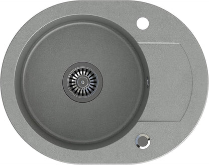 Quadron Johny 216 granieten spoelbak, inbouwspoelbak met kraangat, inbouwspoelbak met kraangat, diameter 38 cm