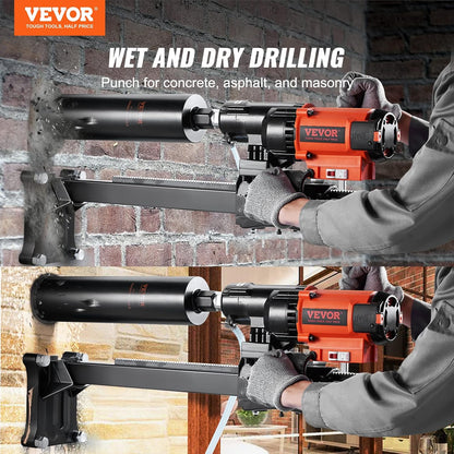 VEVOR Diamond core drill bit with holder max. diameter 20cm max. depth 60cm 2500W diamond drill wet and dry drilling 750rpm diamond drill for concrete, construction