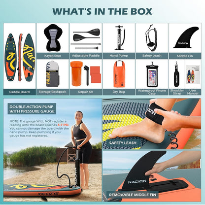 NACATIN Opblaasbaar SUP-board (oranje)