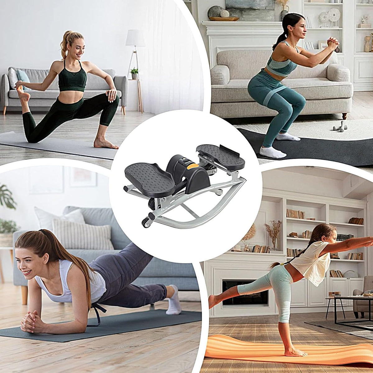 Exercise Step Machine, Portable Leg Trainer with Resistance Band, Rock Stair Training Machine, ABS with Non-Slip Pedals and Adjustable Tension, Fitness Equipment for Glutes Abs