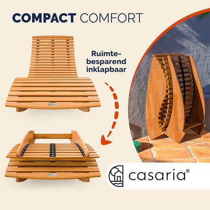 CASARIA® JAVA Sun lounger FSC®-certified Acacia wood Ergonomic Rocking Chair Lounger Garden Sauna - QUORE