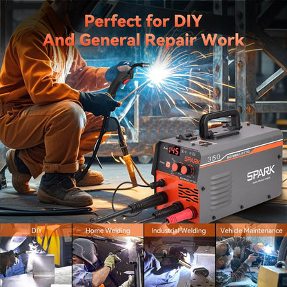 MIG350 lasapparaat met continue draad zonder gas, 120 A, 230 V, synergie elektrode 3-in-1 MIG/ARC/LIFT TIG IGBT inverter lasapparaat met draad 0,8 mm, lasmasker MIG