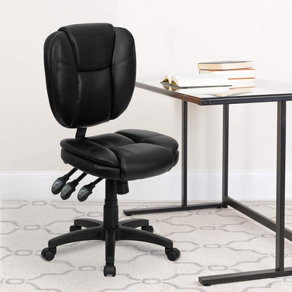 Bureaustoel – Desk Chair – Werkstoel – Kantoorstoel – Stoel Met Middelgrote Rugleuning – Ergonomisch Ontwerp – Zachte Bekleding Met Verstelbare Rugleuning