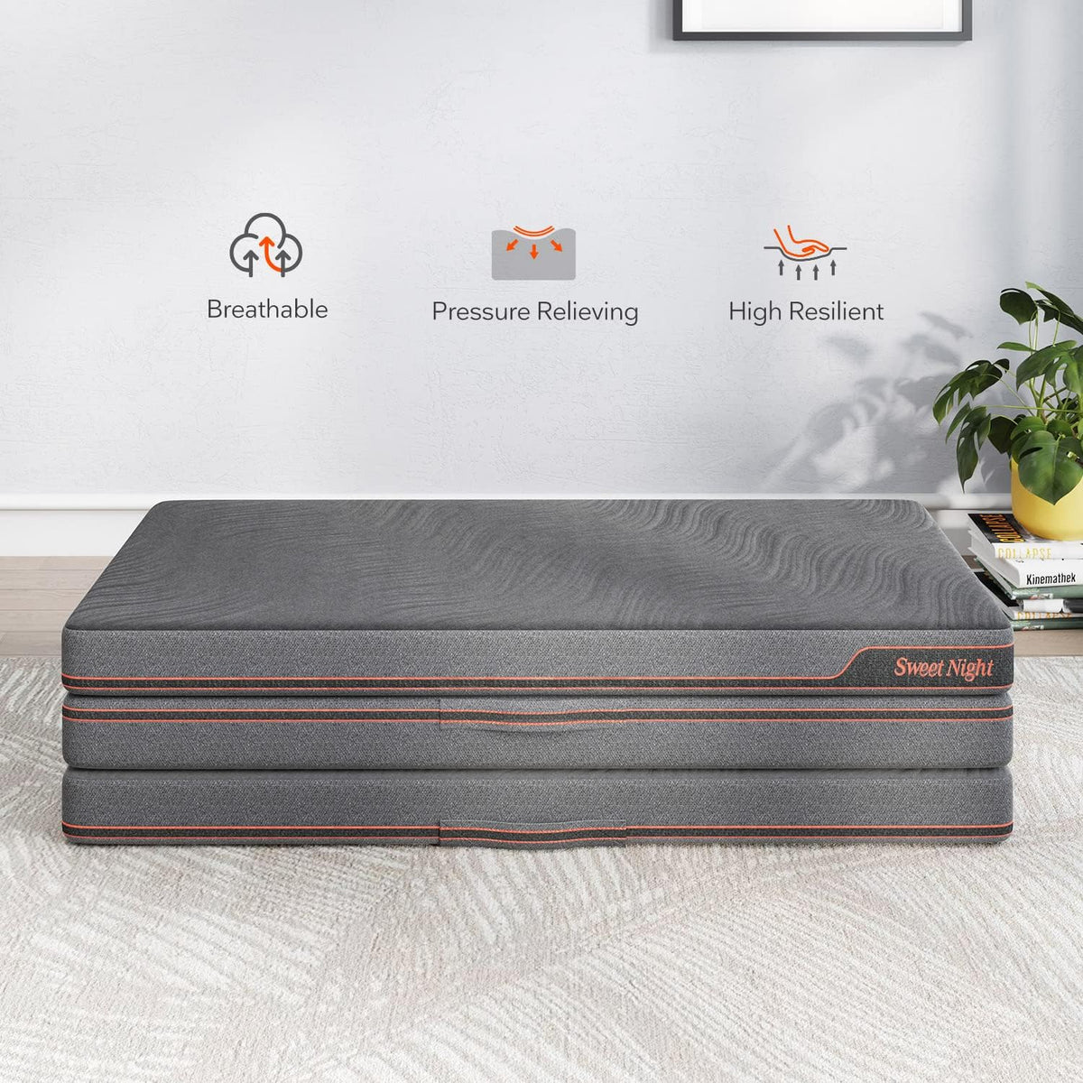 Matras – Schuimmatras – Slaapmatras – Topmatras – Traagschuimmatras – 140 x 200 cm – Middelste Stevige Ondersteuning en Geavanceerd Veerzaksysteem
