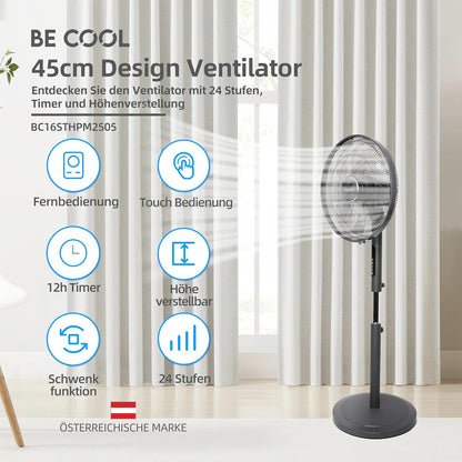 Staande Ventilator – Ventilator – Vloerventilator – Voetventilator – Statiefventilator – Zwart – 50 W DC-Motor – 24 Snelheden