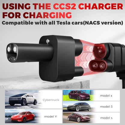 EV CCS2 Oplaadadapter voor Tesla snellaadadapter tot 250 kW voor model Y/3/X/S/Cybertruck elektrische voertuigen, CCS2 laadstations (voor CCS2 supercharger van anderen