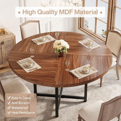 Ronde Eettafel – Eettafel Rond – Keukentafel – Houten Eettafel – Eettafel 4 Personen – 120 cm Diameter – Robuust Stalen Onderstel