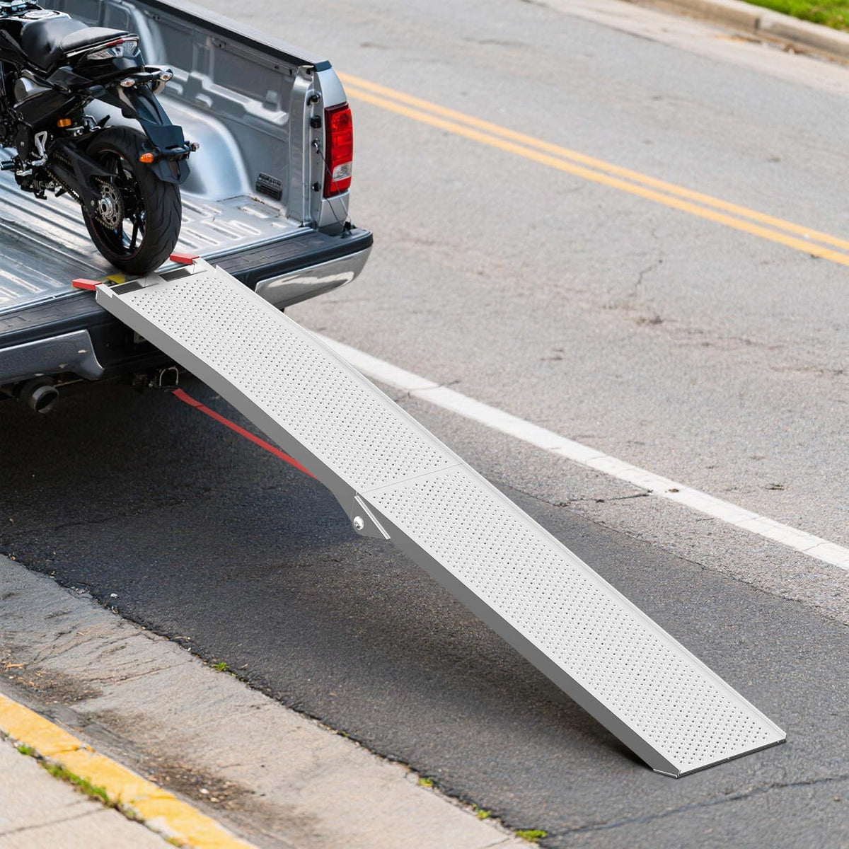 Oprijplaat aluminium opvouwbaar – 215 cm 340 kg – motoroprijplaat oprijsteun oprijplank