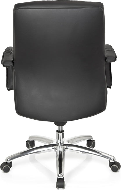 hjh OFFICE 724250 XXL G 100 managersstoel, kunstleer, zwart, bureaustoel, draaistoel gevoerd, lage rugleuning, tot 150 kg belastbaar