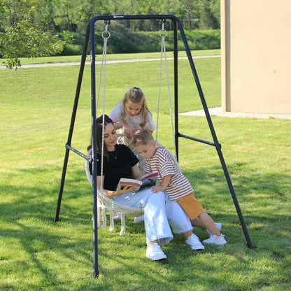 Hangmatstandaard, hangstoel standaard max load 300 lbs, schommelstandaard, outdoor of indoor hangmat met standaard (zwart)