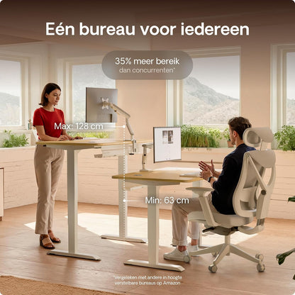 Desktronic HomePro Desk - Height Adjustable 120 x 60 cm - Fast Twin-Motor Sit-Stand Desk - Very Stable Electric Standing Desk - Made of One Piece Bamboo Table Top - Touch Screen Control - QUORE