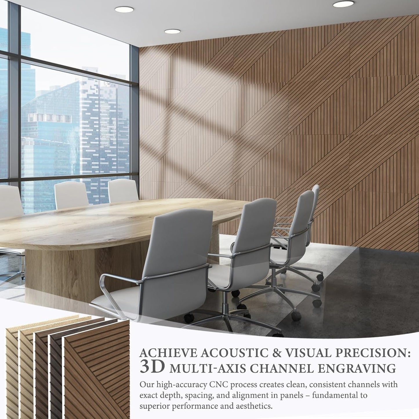 Akoestische panelen – Geluidsabsorberende panelen – Geluiddempende wandpanelen – Akoestische wandpanelen – Decoratieve wandpanelen – Teak, Set van 6 – Zelfklevend – Polyestervezel met hoge dichtheid