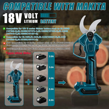 Draadloze elektrische snoeischaar voor Makita 18 V LCD-scherm, maximale opening, 65 mm, elektrische snoeischaar, accuschaar, tuinsnoeischaar voor het snoeien van bomen en struiken en fruitbomen
