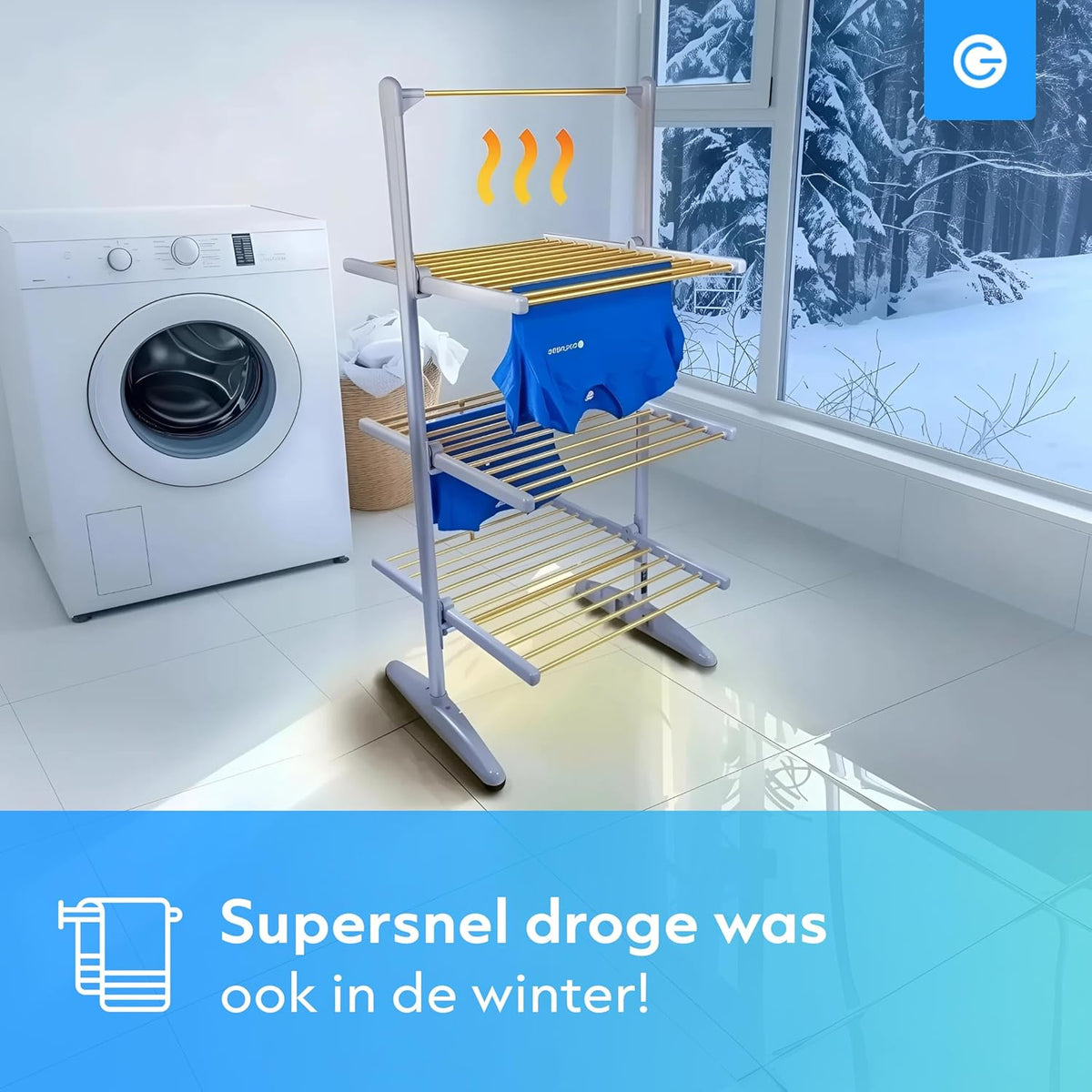 Elektrische Droogtoren – Verwarmd Wasrek – Droogrek – Elektrisch Droogrek – Wasdroger Rek – 4 Lagen Opvouwbaar – Instelbare Temperatuur 30-70°C & Timerfunctie