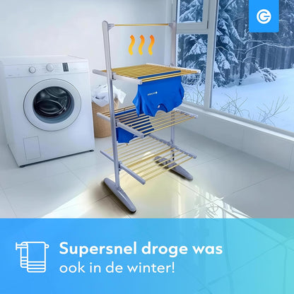 Elektrische Droogtoren – Verwarmd Wasrek – Droogrek – Elektrisch Droogrek – Wasdroger Rek – 4 Lagen Opvouwbaar – Instelbare Temperatuur 30-70°C & Timerfunctie