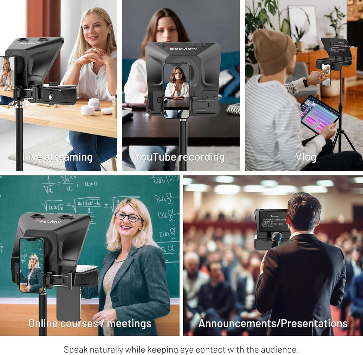Teleprompter – Autocue – Camera Teleprompter – Video Teleprompter – Promptscherm – Tot 11 Inch – Bluetooth Afstandsbediening – HD Gecoat Anti Reflectieglas