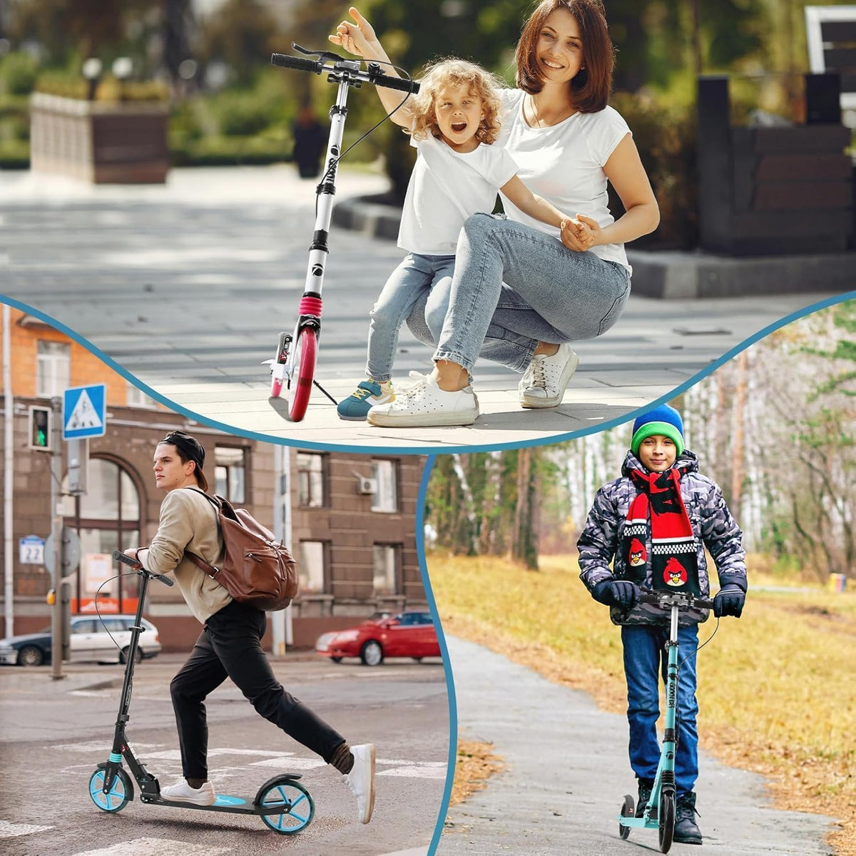 Kids Scooter leeftijd 8-12 jaar en ouder, snel opvouwbare handrem volwassen scooter, kick scooters w/draagriem en in hoogte verstelbaar, 200 mm grote wielen voor volwassenen en tieners 11-15 jaar