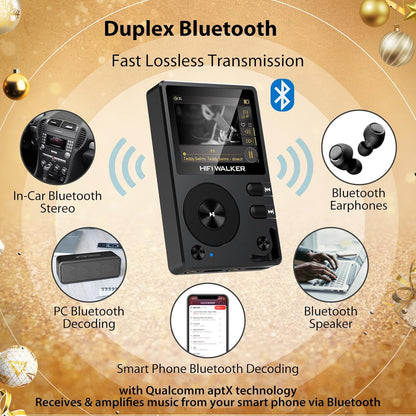 HiFi MP3-Speler – Muziekspeler – Draagbare Audio – Lossless Speler – Bluetooth Speler – 2-Inch HD-Scherm – Uitbreidbaar Tot 256 GB