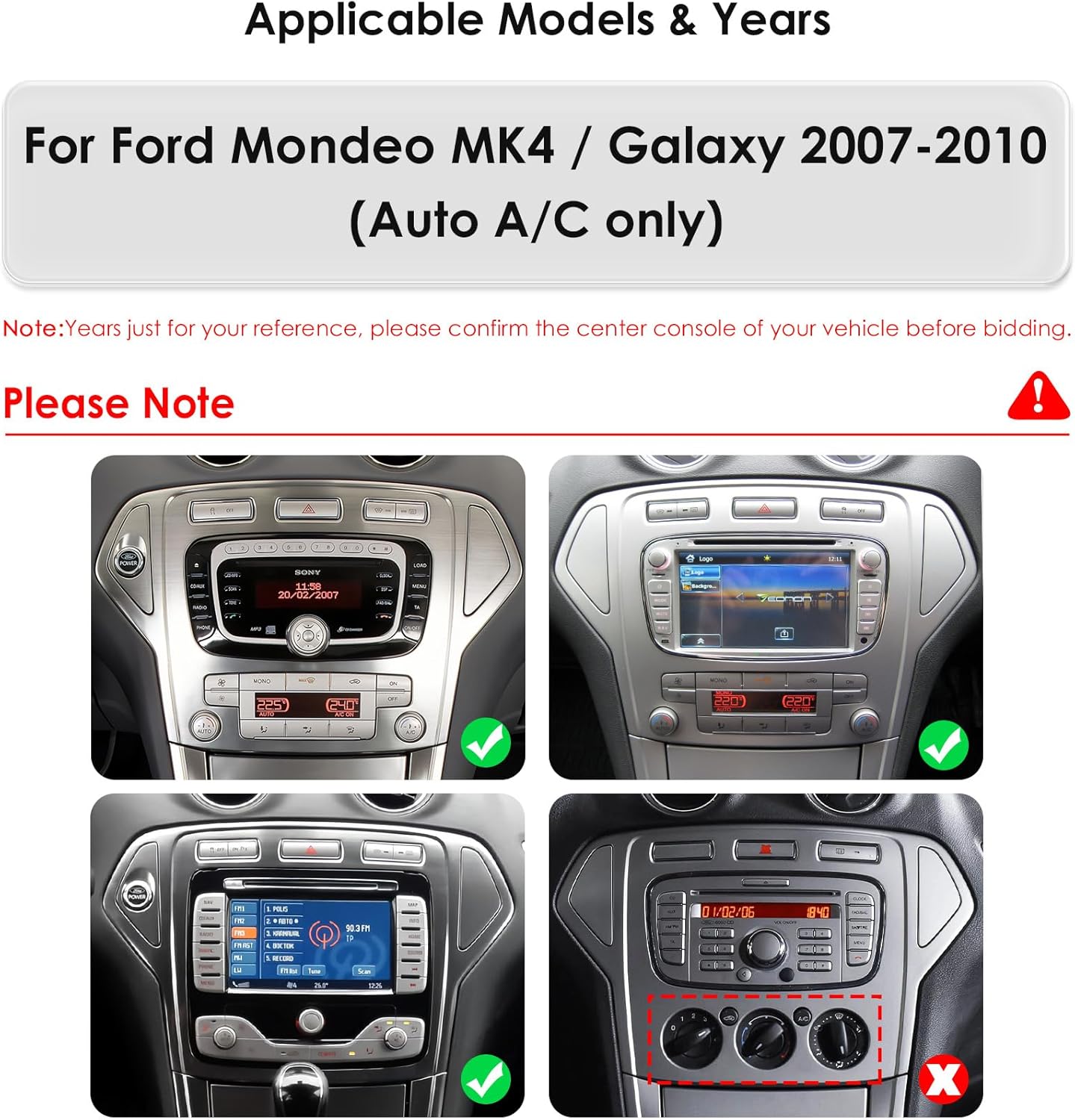 Ossuret Autoradio voor pour Ford Mondeo MK4 /Galaxy (2007-2011) (alleen automatische airconditioning), 9,7 Inch Android 13 Touchscreen 2+32GB GPS Navigatie met Carplay Android Auto Stuurwielbediening