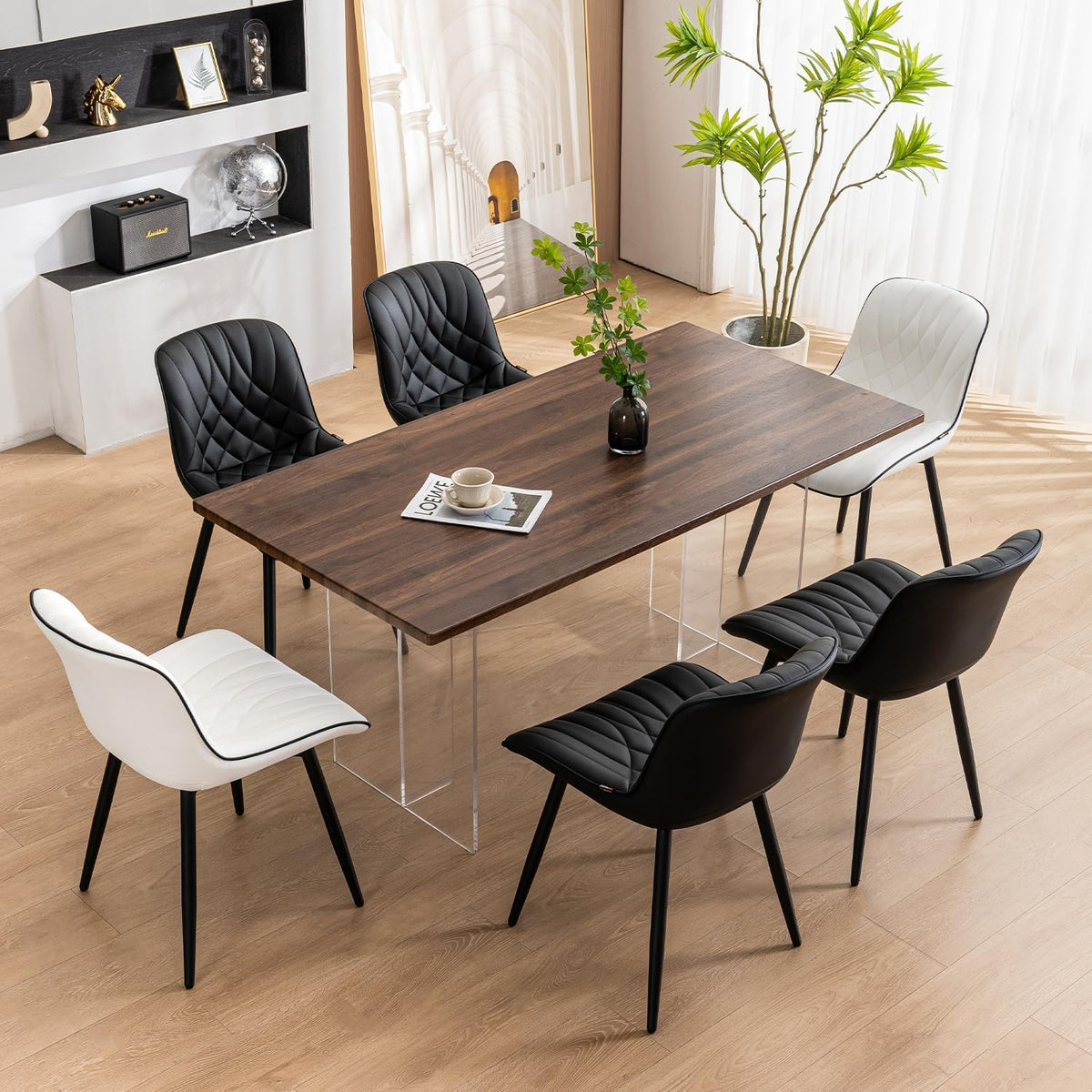 YOUNIKE Dining Room Chairs Set of 2 Faux Leather Comfortable Upholstered Chair with Metal Legs Dining Room Chairs Living Room Chair with Backrest - QUORE