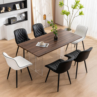 YOUNIKE Dining Room Chairs Set of 2 Faux Leather Comfortable Upholstered Chair with Metal Legs Dining Room Chairs Living Room Chair with Backrest - QUORE