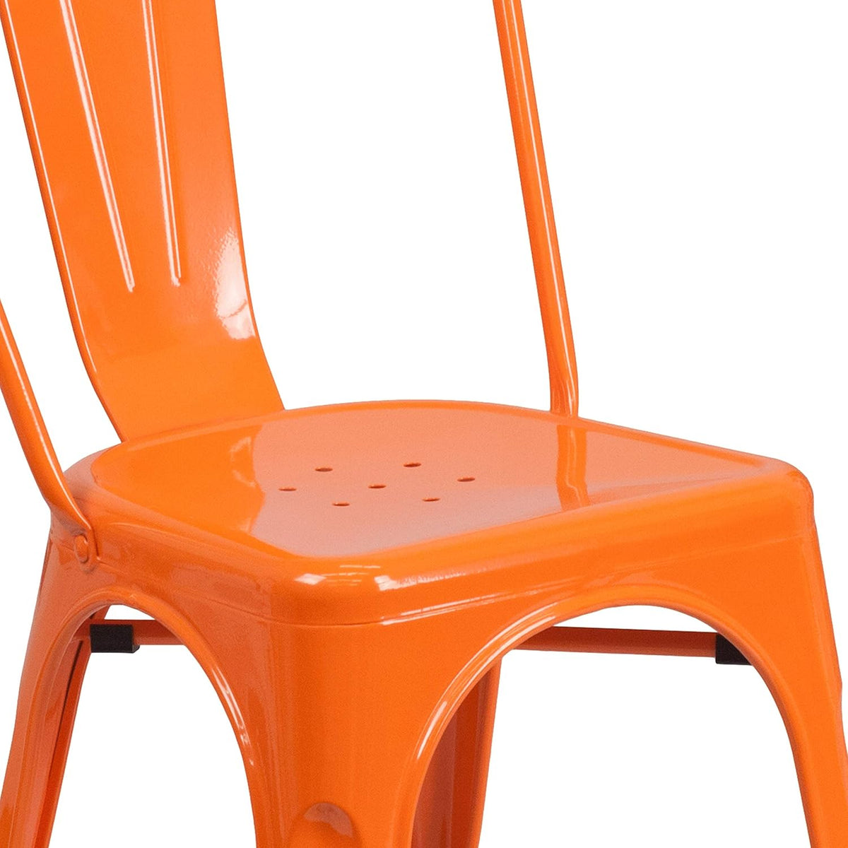 Flash Furniture Stapelbare stoel van metaal, voor binnen en buiten, kunststof, rubber, oranje, 4 stuks
