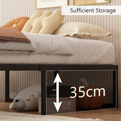 Yicensen Metalen bed, 180 x 200 cm met lattenbodem, metaal, 41 cm hoog, bedframe, tweepersoonsbed, stabiele eenvoudige montage, zwart