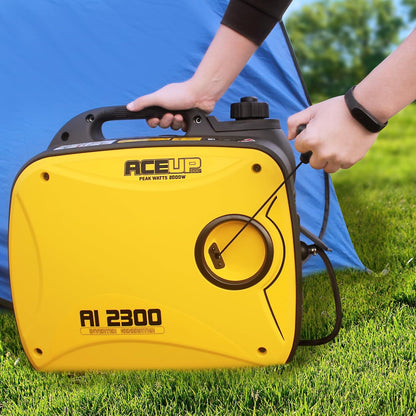 Aceup Energy Inverter stroomgenerator, 2000 watt, noodstroomaggregaat, stille benzine, stroomgenerator, licht, met USB 230 V, 12 V stopcontacten, 4-taktmotor, 19,8 kg